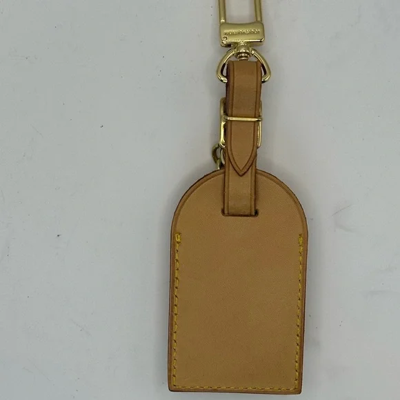 Louis Vuitton Tan Leather Luggage Tag with Lock and Key - Picture 2 of 2